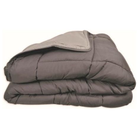 Couette chaude Microfibre 400 gr/m2 CALGARY Acier + Argent 240x260cm (1/10)