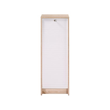 Beaux Meubles Pas Chers – Classeur à rideau chêne bicolore 5 niches – Dimensions L 37.8 x H 103.8 x P 38.4 cm – Fermeture à clé – Meuble éco-conçu