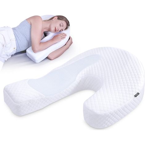 U-Forme Oreiller de Dormeur Latéral en Mousse à Mémoire, Oreiller Ergonomique Conçu pour Les Dormeurs Latéraux, Soulager la Pression Cervicale, Anti-Mains Engourdissement (1/5)
