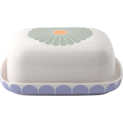Fleur beurrier, dimensions : env. 15 12,5 6,5 cm, multicolore, lave-vaisselle et four à micro-ondes, décor floral, rangement pour le beurre en porcelaine (1/5)