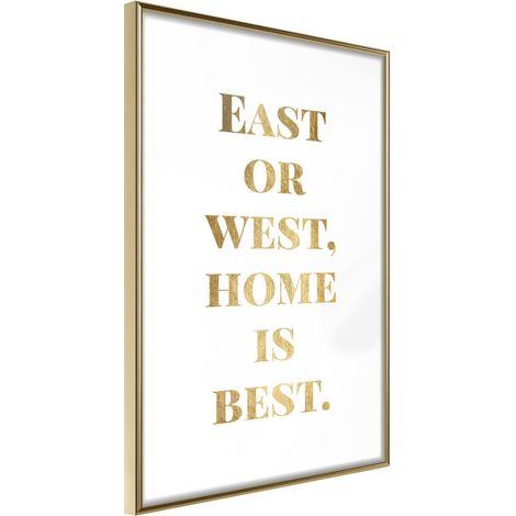 Affiche Murale Encadrée "Home Is Best Gold" 21 x 30 cm Or