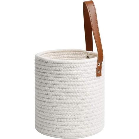 Pot de fleur suspendu en corde tissée - Blanc - Décoration murale rustique (1/4)