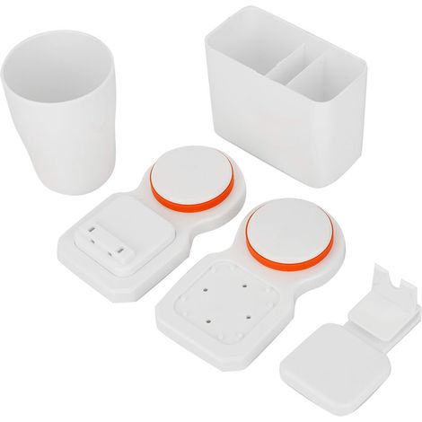 Support Brosse à Dents Ventouse ABS Blanc Organisateur Salle de Bain Sans Perçage (1/5)