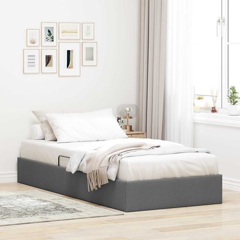 Cadre de lit ottoman avec stockage Gris foncé 90 x 200 cm tissu (1/5)