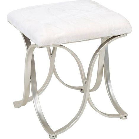 Banqueta de metal plateado tapizada 41x41x47