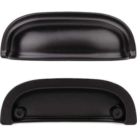 Poignées de bouton de porte décoratives vintage pour tiroirs d'armoire Poignées de coquille vintage (10 pièces, noir) (1/4)
