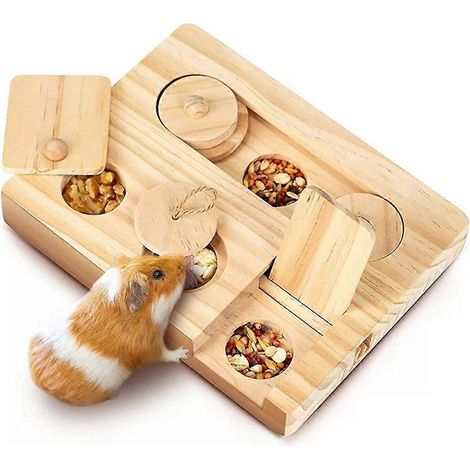 Jouets de recherche de nourriture pour cobayes 6 en 1 en bois pour cobayes-- (1/5)