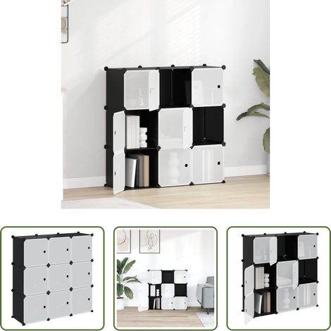 Espace - Cubes de rangement 9 pcs avec portes noir PP (1/5)