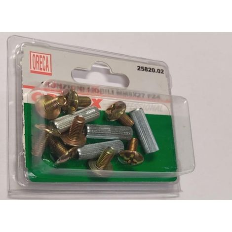 4 PEZZI - GIUNZIONE A CANNOCCHIALE PER MOBILI 8x32MM - IN ACCIAIO OTTONATO