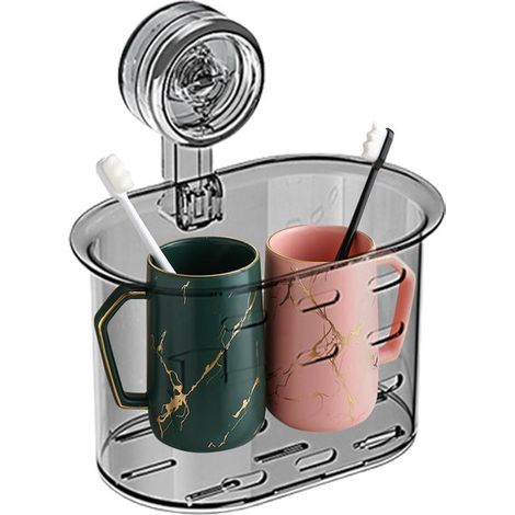 Organisateur de salle de bain – Boîte de rangement – Accessoires de salle de bain – Étagère de rangement – Porte-savon – Plastique – Gris (1/5)