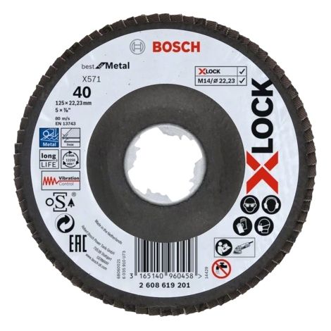 Disque à lamelles x-lock 125mm - Grain : 40 - BOSCH