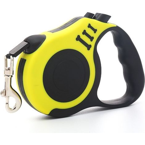 Laisse rétractable pour chien, laisse télescopique automatique, 5 mètres de long, résistante et pratique, avec poignée antidérapante, convient aux chiens de petite et moyenne taille, jaune, 15 kg (1/5)