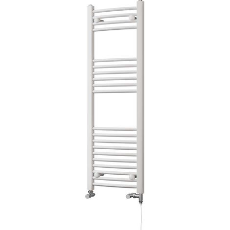 Zennor - White Dual Fuel Towel Rail H1200mm x W400mm Standard - Curved (1/3)