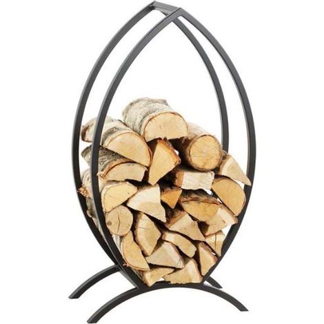 Portablocchi FISH forma pesce in acciaio nero 50x25x90 cm Radice Home Soggiorno Camino Portablocchi (1/2)