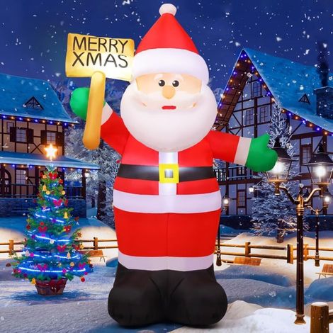 Foot Inflatable Christmas Outdoor Decoration, Inflatable Santa Claus with Merry Christmas Sign, Built-in LED Light for Christmas Party, Christmas Yard, Garden, Lawn Decoration (1/5)