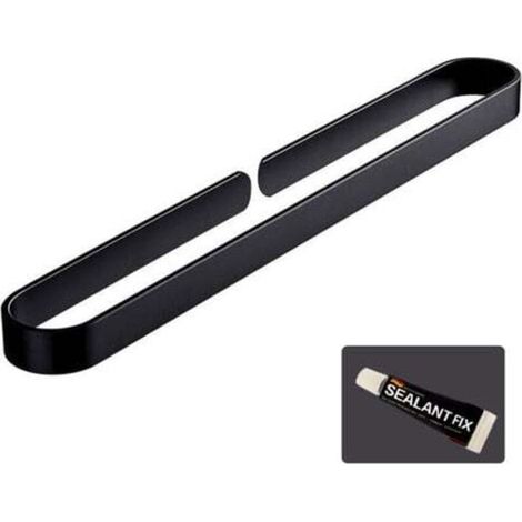 Porte-serviettes noir de salle de bain, porte-serviettes mural en forme de U, anneau à serviettes collant, porte-serviettes non percé, 40CM (1/5)