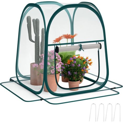 Mini serre de jardin, mini pop up serre en PVC transparent, pour intérieur ou extérieur, pour légume, 70 x 70 x 80 cm