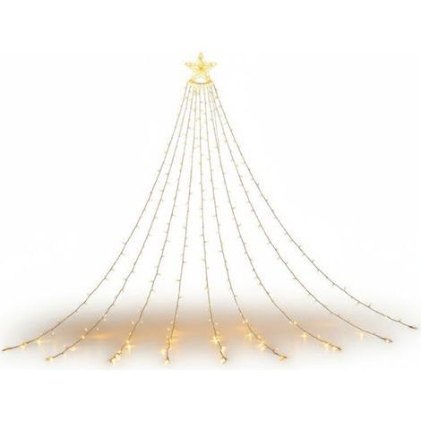 Guirlande lumineuse solaire d'extérieur en forme de cascade avec ciel étoilé, 350 LED, 3,5 mètres, étanche, avec télécommande, Télécommande en forme d'étoile pentagonale avec 8 modes (1/4)
