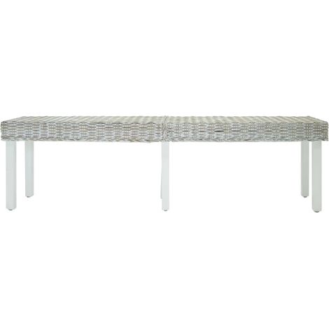 Banc Blanc 160x35x45 cm Rotin kubu naturel et acajou solide