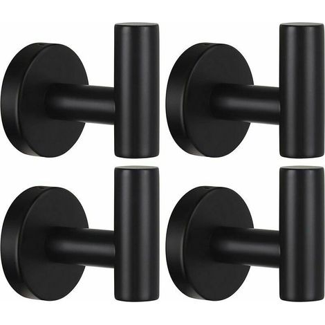 royaluxe- Crochet porte-serviettes mural crochet porte-manteau salle de bain crochet de robe noir mat SUS 304 acier inoxydable lourd cintre de porte serviette peignoir armoire éponge crochet salle de (1/5)