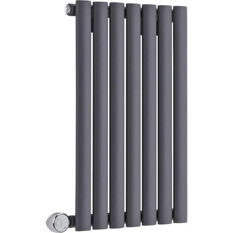 Hudson Reed Vitality Électrique – Radiateur Design Horizontal Colonnes Ovales – Anthracite – 63.5 x 41.5 cm