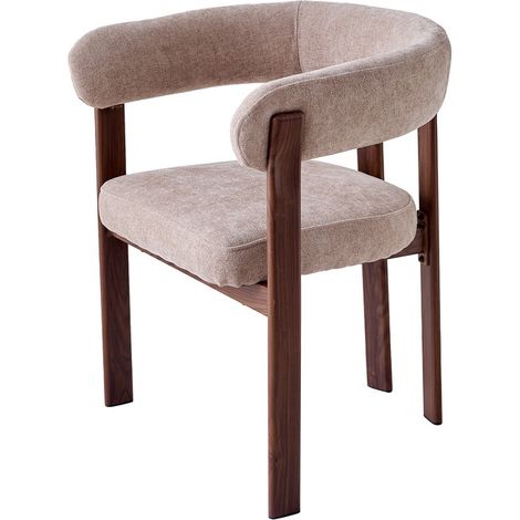 Wokaka Sedia vintage – Schienale curvo – rivestita in ciniglia morbida – gambe in metallo – per cucina e sala da pranzo – Marrone