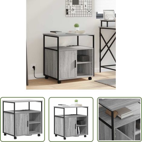 vidaXL Holz Schrank - Schrank mit Ladestation Mit Rad Graues Sonoma 61 x 46 x 67 cm (1/5)