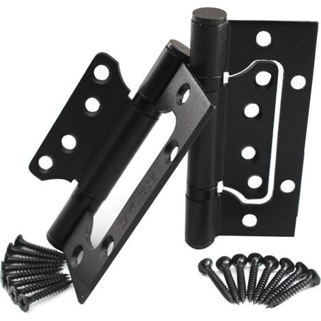 Set of 2 rust-resistant stainless steel ball-bearing concealed door hinges that move smoothly and quietly – 10.2 cm (black)