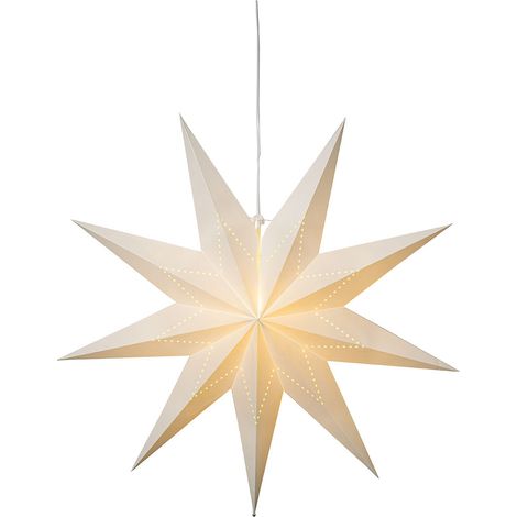 Star Trading Grande étoile en papier 'Lysa', avec motif perforé, 9 branches, fonctionnement sur secteur, douille E14, blanche, Ø 80 cm