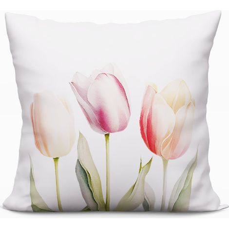 Coussin décoratif 40x40 cm, fleurs printanières, tulipes
