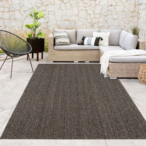 Paco Home Outdoor Indoor Loop Teppich Wetterfest Terrasse Küche Natur weiche Struktur Anthrazit 200x280 cm