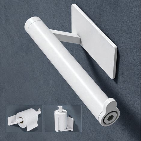 doporro Toilettenpapierhalter selbstklebend, Klopapierhalter aus Edelstahl ohne Bohren, moderner Klorollenhalter für Badezimmer, rostfrei & stilvoll, Matt Weiß Lion-02