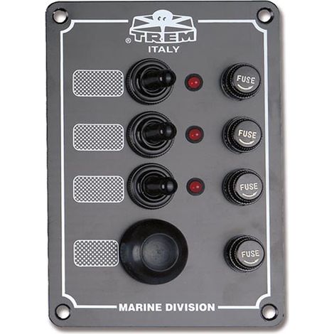 Pannello elettrico con interruttori stagni e spie luminose + pulsante tromba fusibili mm 140x100