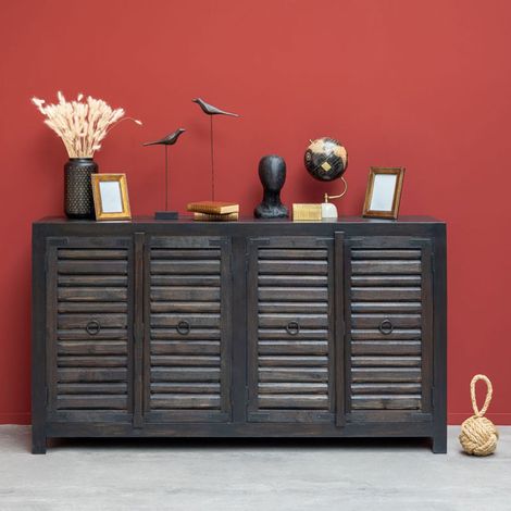 Buffet persiennes Oriel bois manguier 100x180x45cm (1/5)