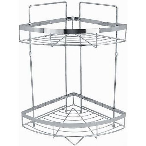 Mensola Angolare Cromata Per Doccia A 2 Ripiani Piani Organizer Per Bagno 59256 (1/2)