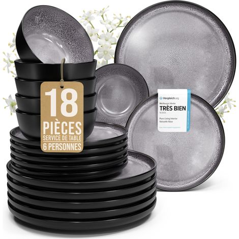 Service de table en grès Ibiza, 18 pièces, pour 6 personnes, gris (1/5)