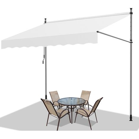 TolleTour Klemmmarkise mit Handkurbel, 300x120cm Balkonmarkise, UV-beständig 50+ höhenverstellbar Sonnenschutz ohne Bohren für Terrasse und Balkon Creme