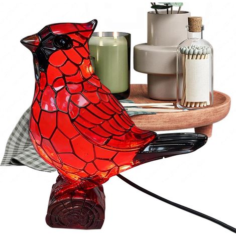 Lampe Oiseau Accessoires De Bureau En Forme D'Oiseau En Résine Rouge (1/5)