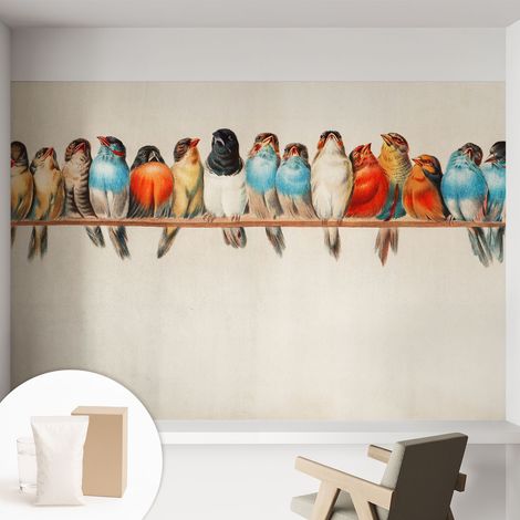 Carta Da Parati - Fotomurale In Vlies - per Decorazione pareti - Per La Cucina Camera Da Letto Per La Soggiorno Uccelli su un ramo 152x104 cm (1/5)