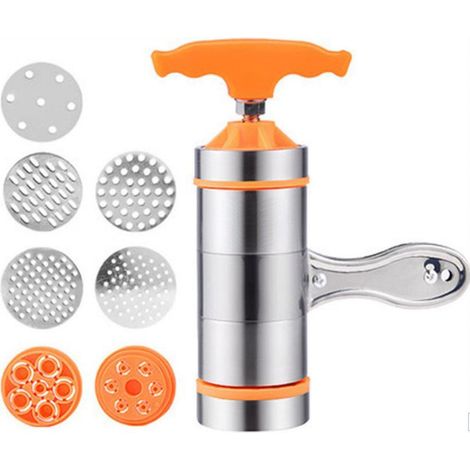 1 Machine à pâtes manuelle, Acier inoxydable, 7 moules de presse, Pour raviolis spaghettis lasagnes(Troisième trimestre : août) (1/5)