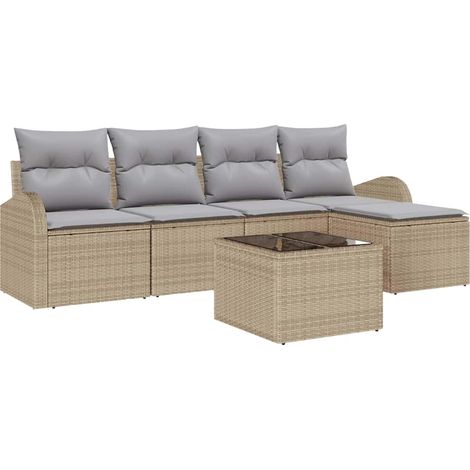 Maison Exclusive - Set di divani 6 pcs Beige e Grigio Chiaro polyrattan
