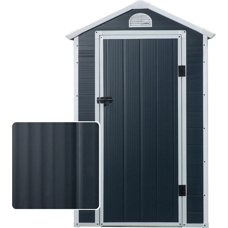 Abri jardin métal gris, 134x104x204 cm, toit appentis, fenêtre aération, rangement outils, extérieu (1/5)
