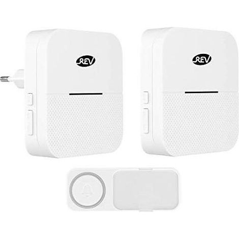 REV 0082650103 Orchestra Set di Campanelli Wireless con 2 Gong e 1 Pulsante Portata 150 m 58 Melodie colore Bianco