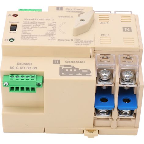 Automatischer Umschalter, Silberkontakt, manueller und automatischer Modus, Dual-Power-Umschalter, 2-polig, weiß, 100 A, 220 V (1/5)