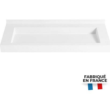 Vasque autoportante 1200 x 520 x 100 mm en Solid Surface ULTRA1200 – Blanc mat – Surface lisse sans joint visible – Pentes pour vidange complète (1/5)