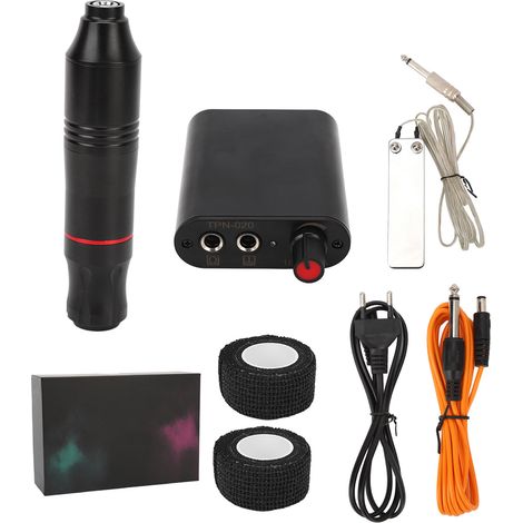 Kit machine à tatouer rotative débutant professionnel bloc alimentation cordon clip pédale stylo tatouage ensemble 90-265V prise UE (1/5)