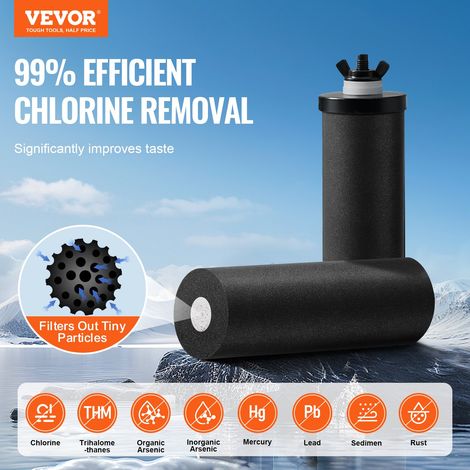 Système de Filtration d'Eau par Gravité 8,5 L, Filtre à Eau par Gravité Réduction du Plomb et jusqu'à 99 % du Chlore, en Inox 304, avec 2 Filtres à Charbon, Robinet, Niveau d’Eau et Support (1/5)