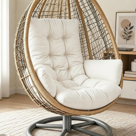 Coussin pour fauteuil suspendu, coussin de rechange pour chaise suspendue, chaise de jardin (blanc) (1/5)