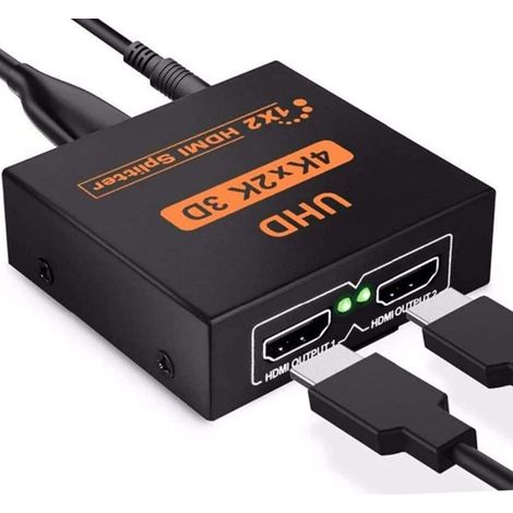 Splitter HDMI, Répartiteur HDMI 1 en 2 Sorties, 4K 3D 1080P Câble Adaptateur de Distributeur HDMI 1 à 2 Voies pour LED, LCD, DVD, Lecteur, HDTV, projecteurs (1/5)