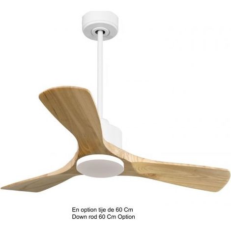Modulo Ventilateur de plafond pour chambres blanc et bois massif clair 10 à 25 m² KLDC4SlimP6Sw